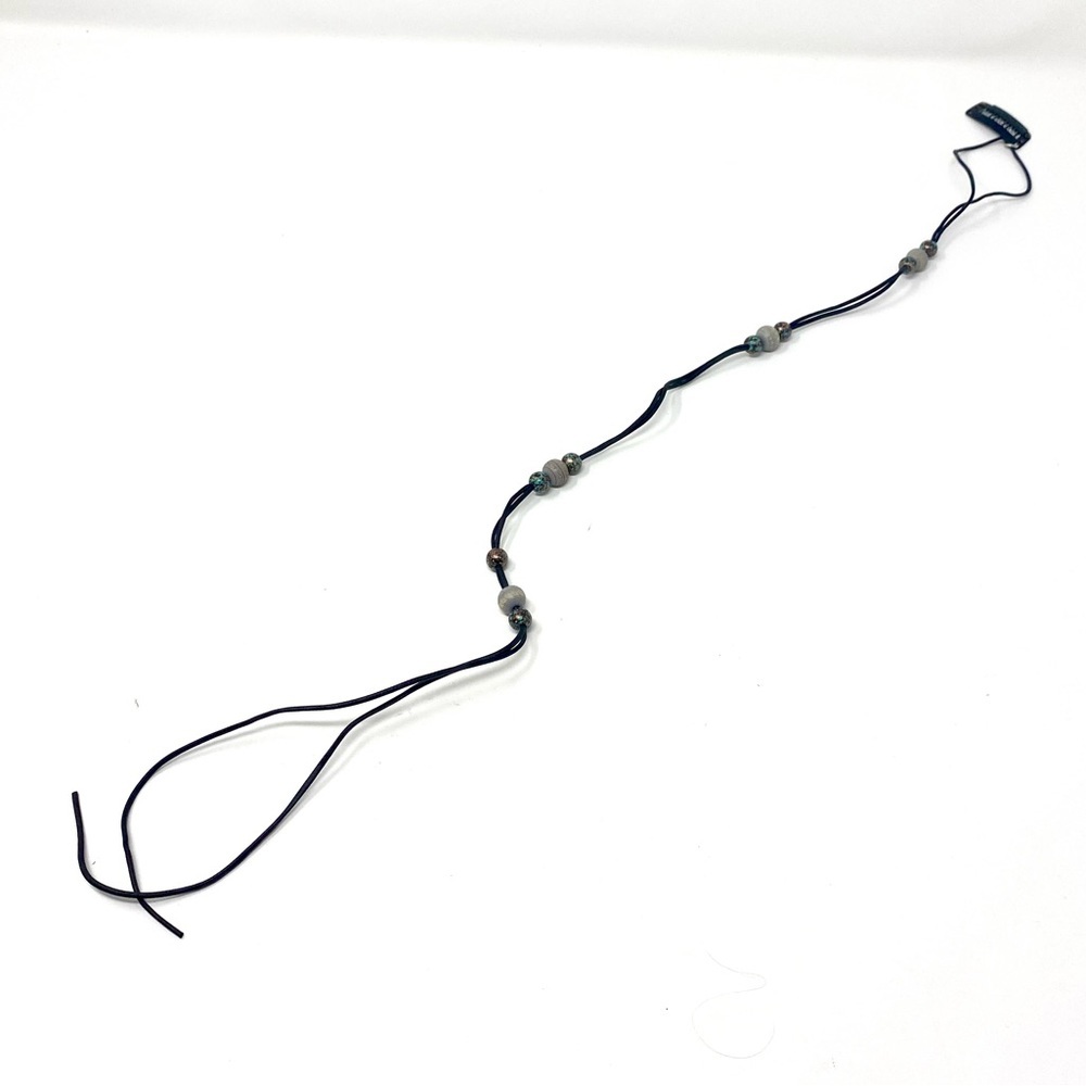 New Free People Braid-In Hair Clip Extension Leather Beads Black Gray